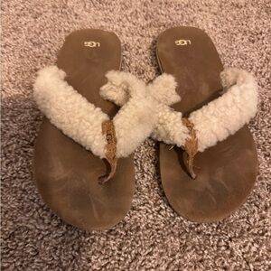 UGG Cream and Brown Sandals with Plush Lining